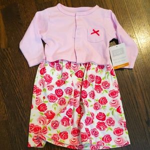 Nwt cardigan and rose dress set
